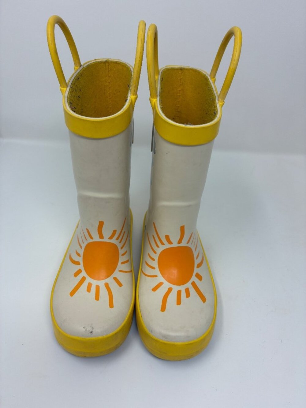 Target Kids Rain Boots Size 8 Rainbow Sun Moon Stars Weather Yellow Handles